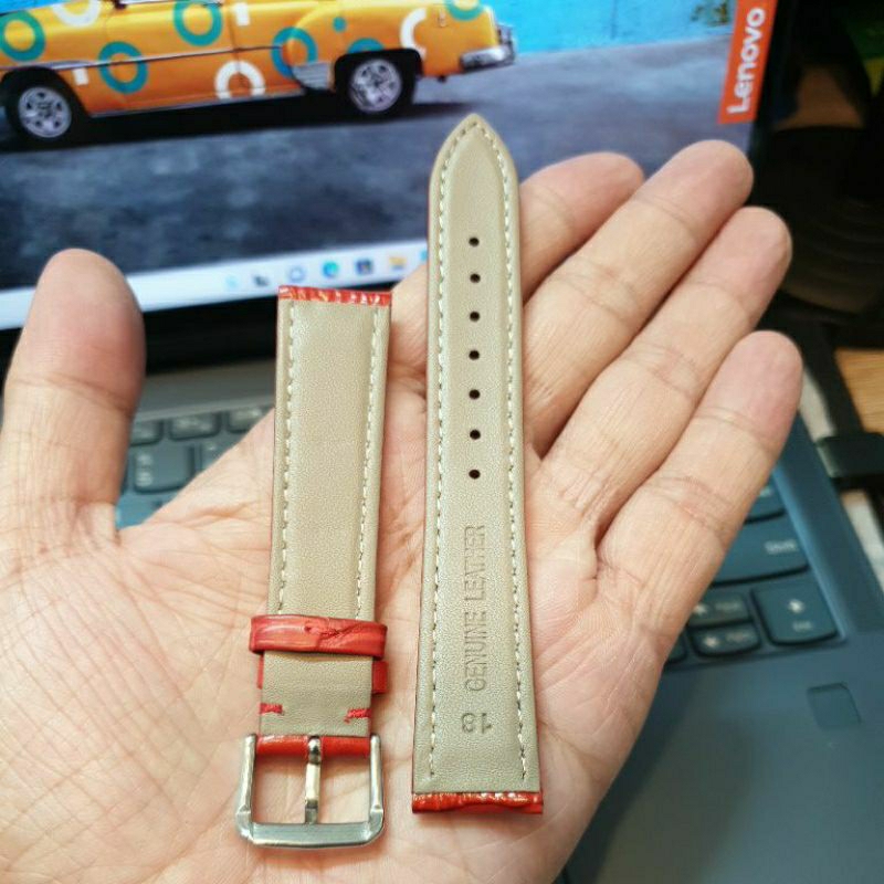 Tali strap kulit jam tangan warna merah motif 12MM 14MM 16MM 18MM kulit asli motif