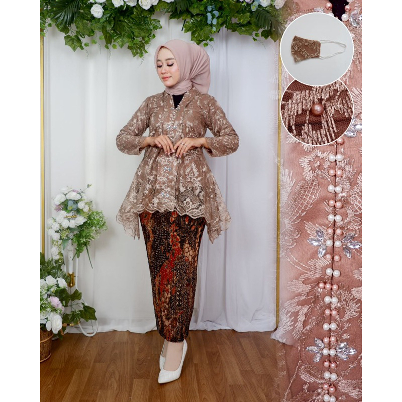 Permata Olshop / Kebaya Floy Rinjani Salsa Payet BK / Kebaya Wisuda / Kebaya Modern / Setelan Kebaya Payet Pesta Mewah / Kebaya Lamaran / Floy Busui Payet