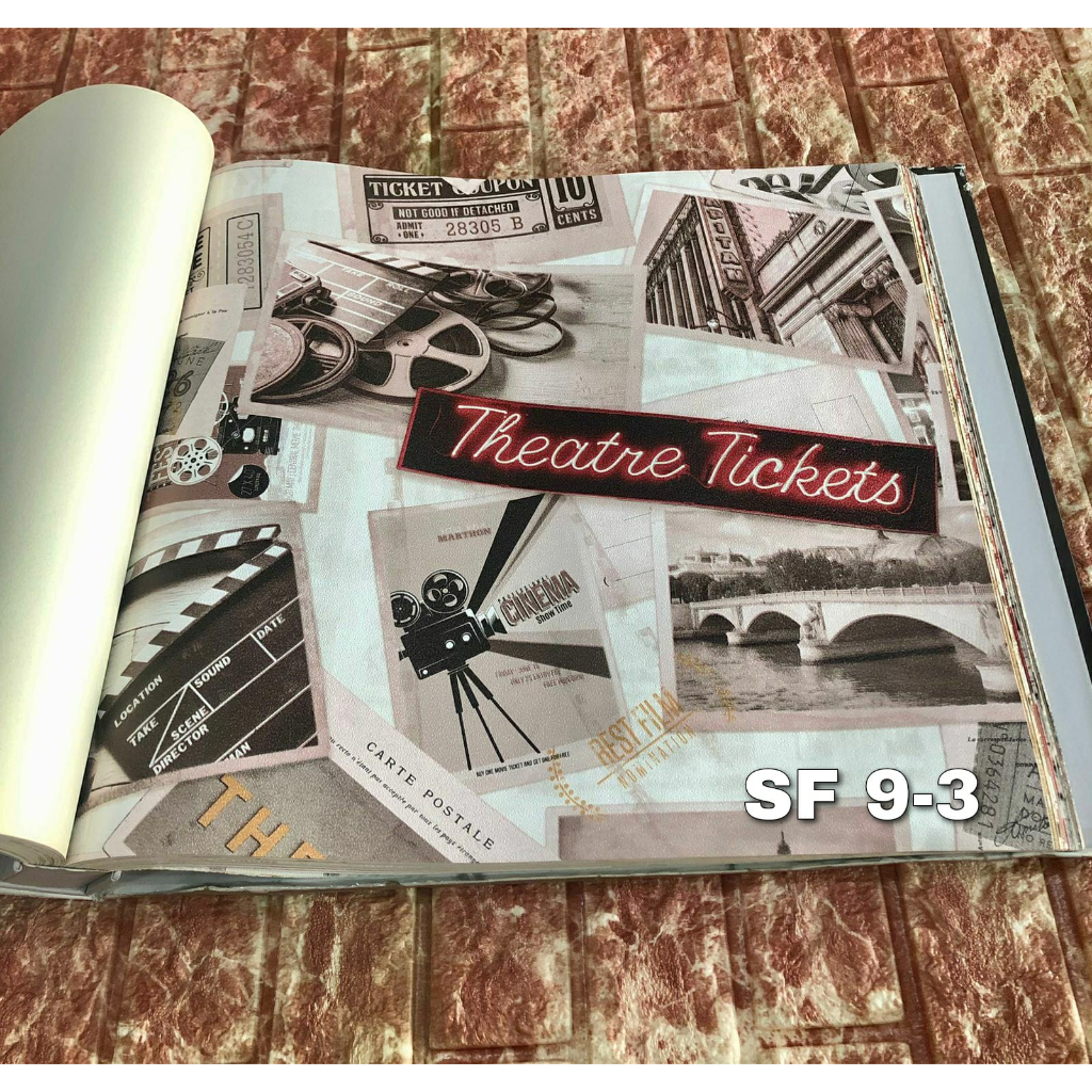 WALLPAPER DINDING KORAN POSTER RETRO KOTAK PARIS MODERN SF