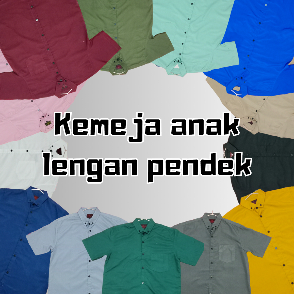 Kemeja Anak Laki-laki Polos Lengan Pendek usia 8 bulan sampai 13 tahun Pakaian anak tanggung Baju balita polos baju anak polos warna hitam putih mocca kuning mustard sage green lilac hijau army unisex