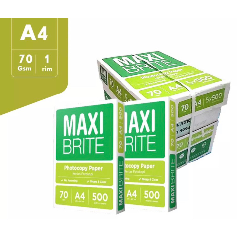 

Kertas HVS A4 Maxi Brite Paper Photocopy A4 70 GSM - HVS