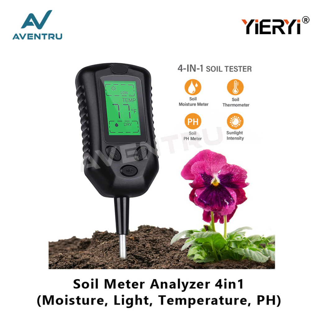 Soil Analyzer Alat ukur PH Cahaya Suhu Tester Meter Tanah 4in1