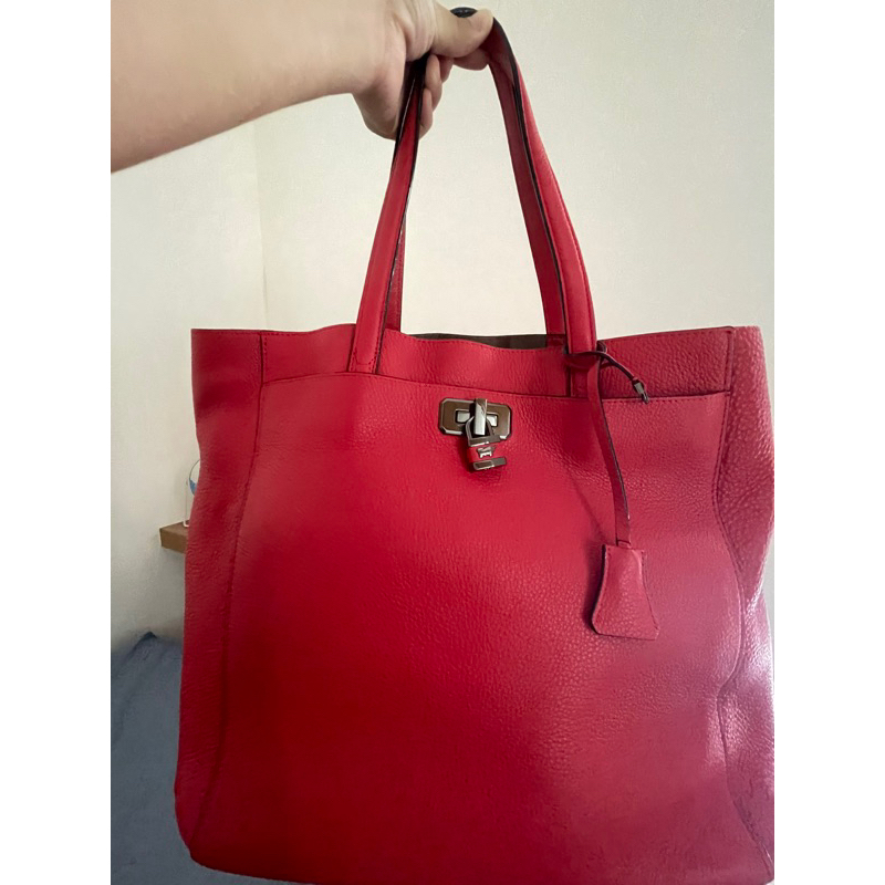 ORIGINAL BRAUN BUFFEL TOTE BAG DELIA RED LARGE