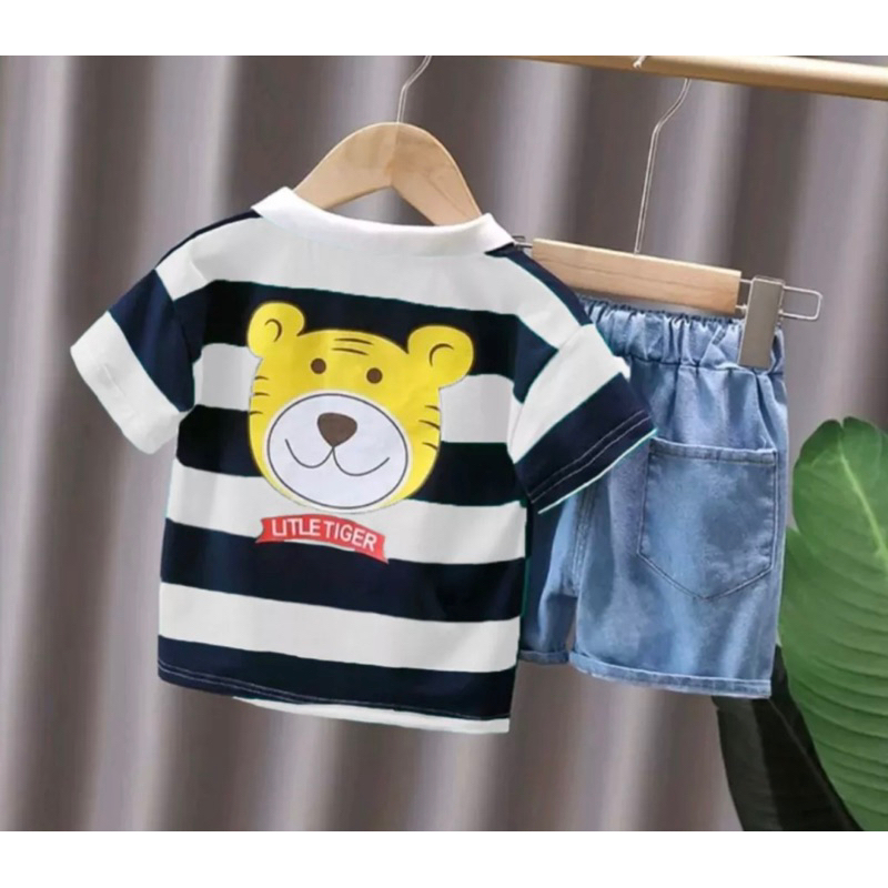 baju anak setelan anak berkerah dan celana denim anak 1-5 tahun ardan baju anak