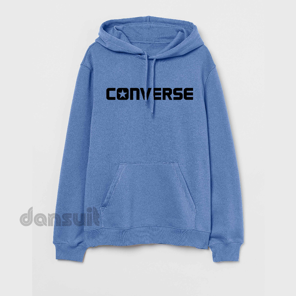 Sweater Hoodie Pria Wanita M - XXXL Sweater Hoodie CONVERSE Logo Bahan Fleece Tebal Premium