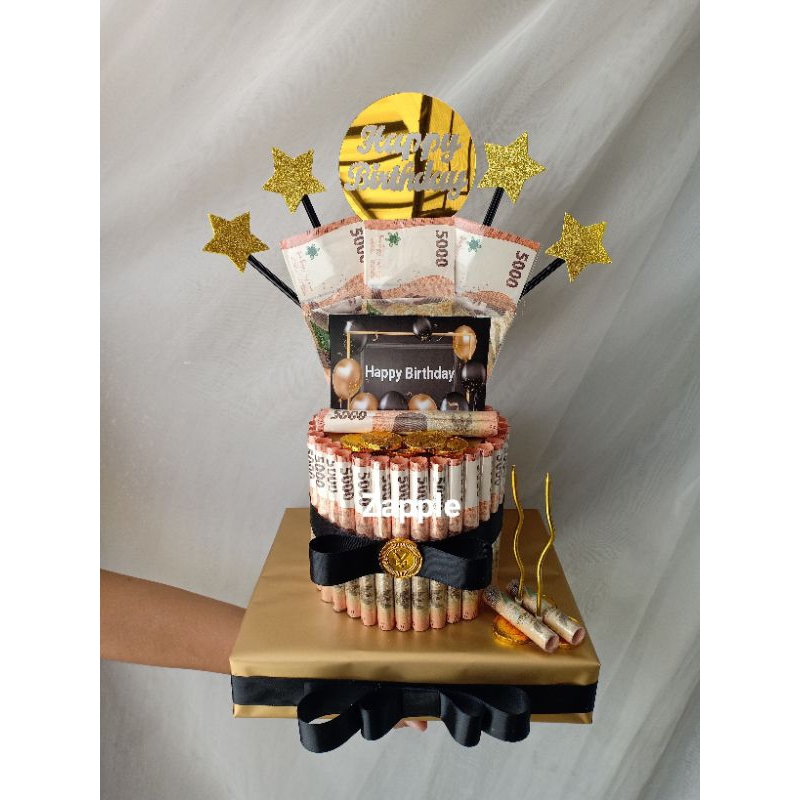 MONEY CAKE BUKET SILINDER UANG ASLI 5RB