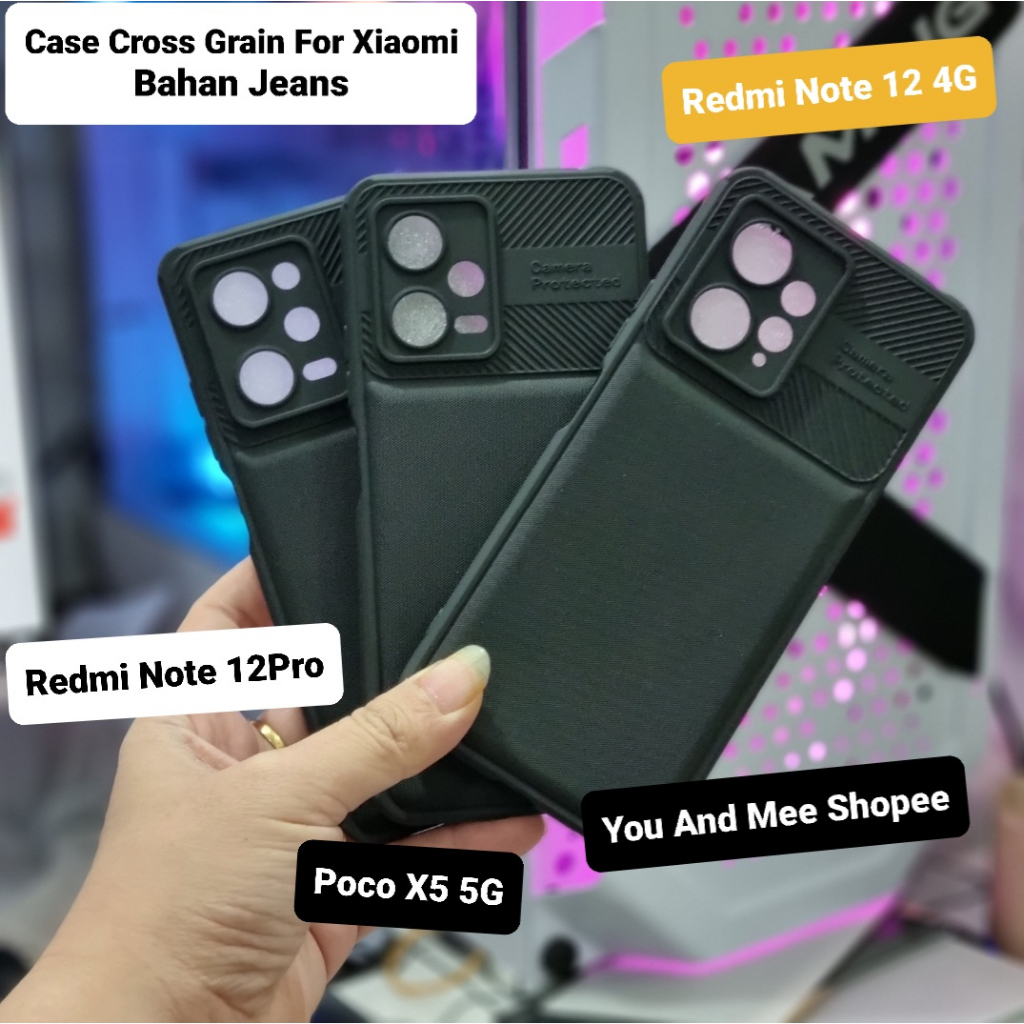 Cross GRAIN! Case BLACK Xiaomi POCO X5 5G/Redmi Note 12 4G/Note 12 PRO Softcase Hitam Gelap Anti Luntur Model Baru Protecth Camera TPU Silicone Hard Protector Kamera Bagus Fiber S Caseology Karet Plastik silikon Bagus Dan Murah Tapi keren X 5 Note12 12PRO