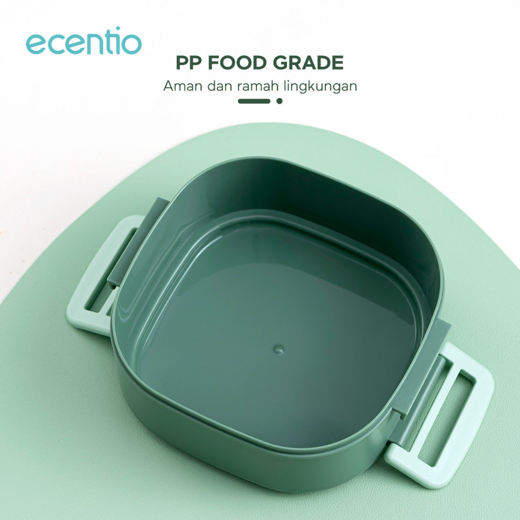 ecentio &amp; FOODI lunch box 2/3 susun square/kotak tempat makan Free tempat sambal kotak makan anti tumpah free BPA