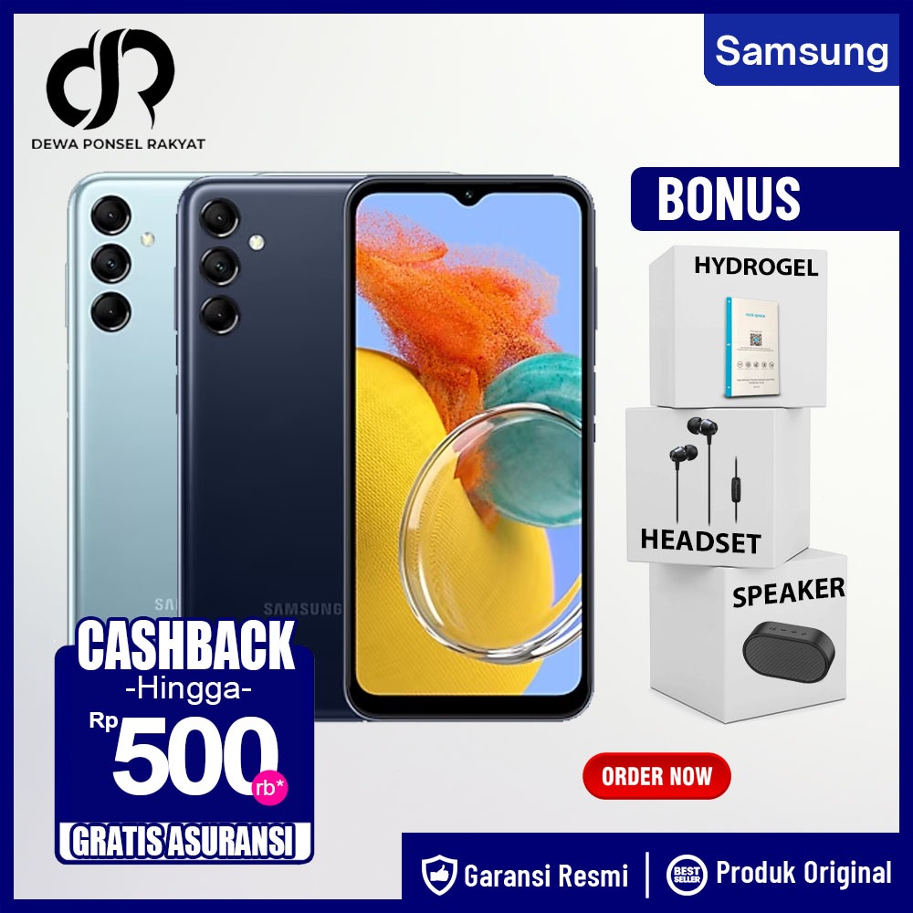 Samsung Galaxy M14 5G l Samsung A14 4G 6/128GB 6GB 128GB Garansi Resmi Not A52S A32 A23 A24 A33 A34 A53 A54 A73 A03S A04 A04S A04E A14 A03 CORE M12 M22 M23 M32 M33 M53 A7 LITE A8