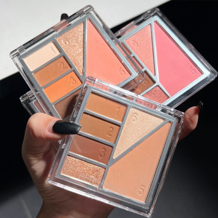 Eyeshadow Palette Matte Pearly Multifunction Highlighter Blush 6 Warna