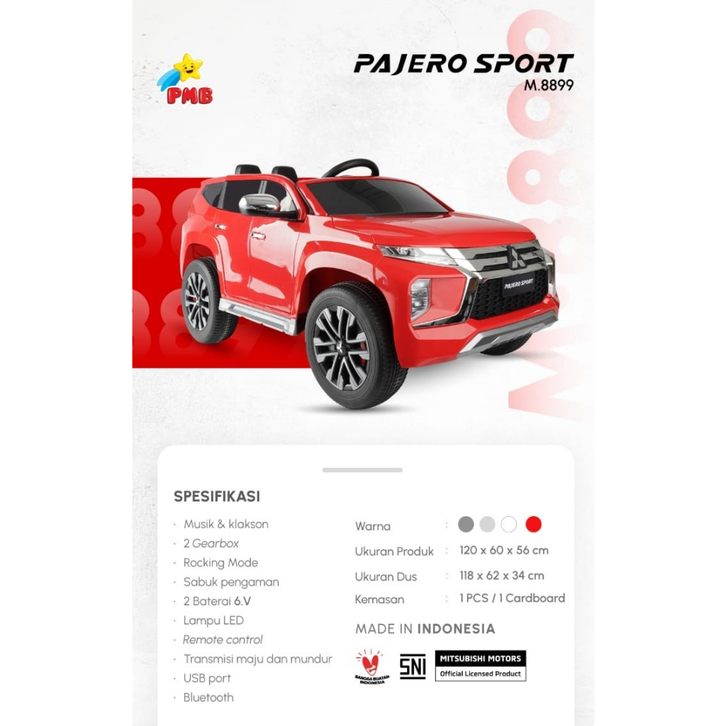 Mobil Aki Anak PMB M8899 Pajero Sport Mobilan Mainan