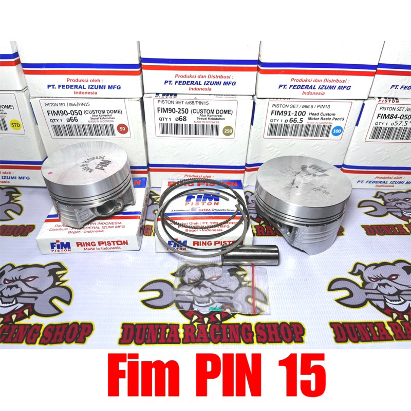 Piston FIM Seher FIM Dome Mentah 57 57.5 58 58.5 59 59.5 60 61 62 63 65.5 66 66.5 67 67.5 68 Pin 15 1SET Fim Piston Pin 15 Costum Dome Jenong Cebol + Ring seher Kancingan Pin