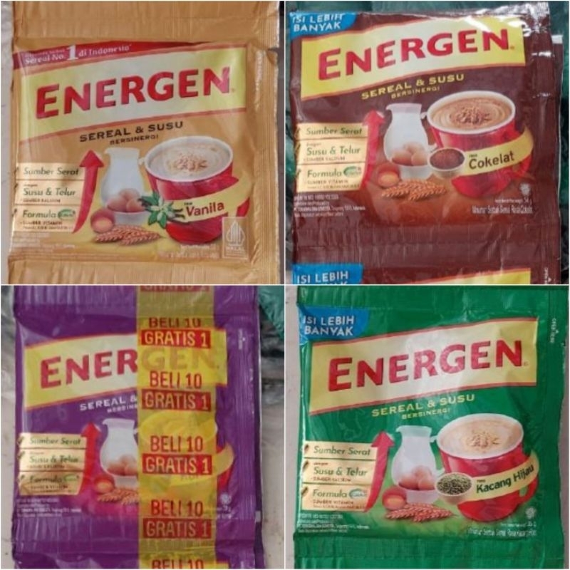 

Energen Sereal Susu Rasa Vanilla Cokelat Kurma Kacang Hijau Rentengan Rencengan Isi 10 11 Sachet Pcs 30 32 34 35 Gr