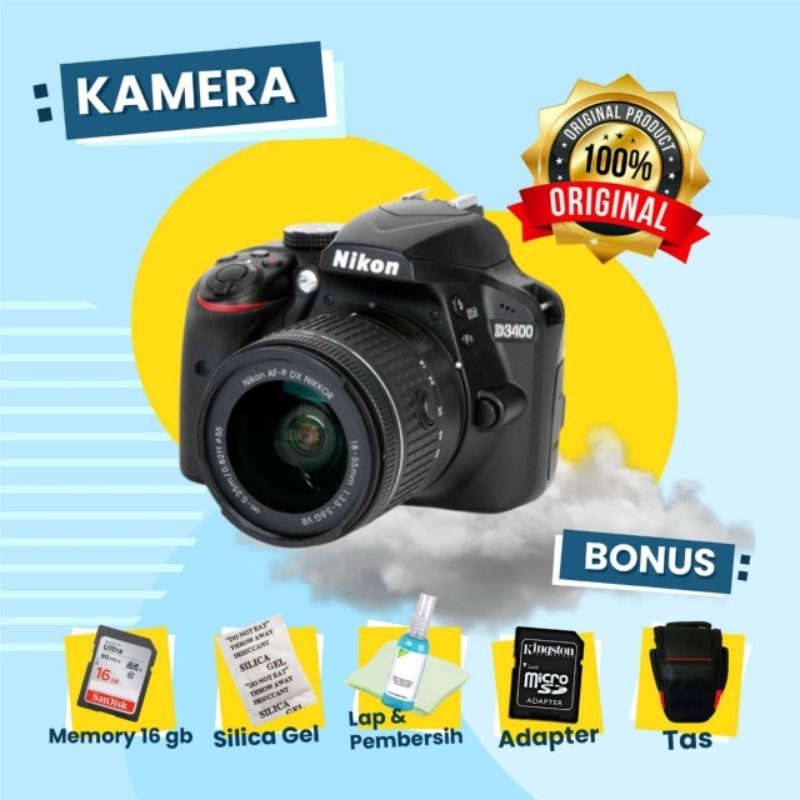 Nikon D3400 Kit Body Only Second Kamera Siap Pakai Bergaransi Lebih Bagus dari D3200 D3300 D5200