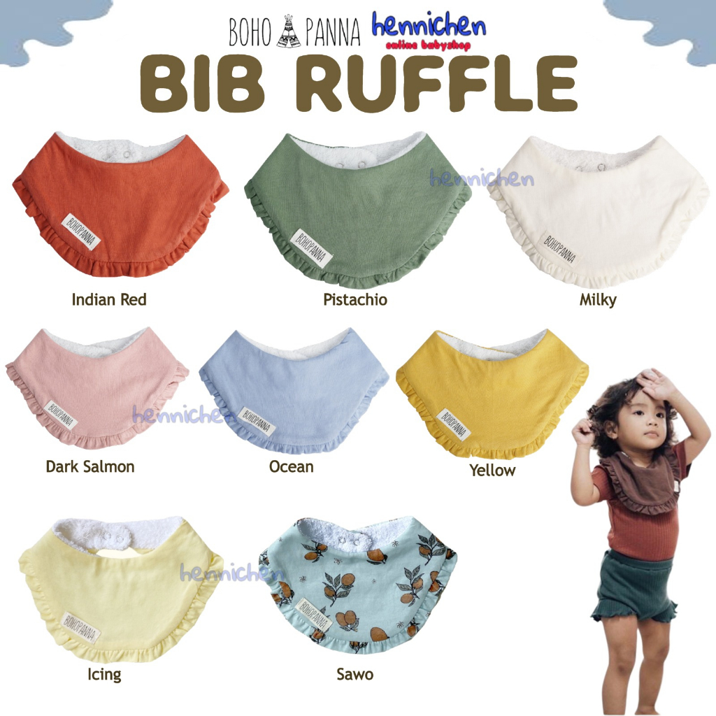 BohoPanna Bib Ruffle Slaber Celemek BIB MPASI Bayi Anak Slabber