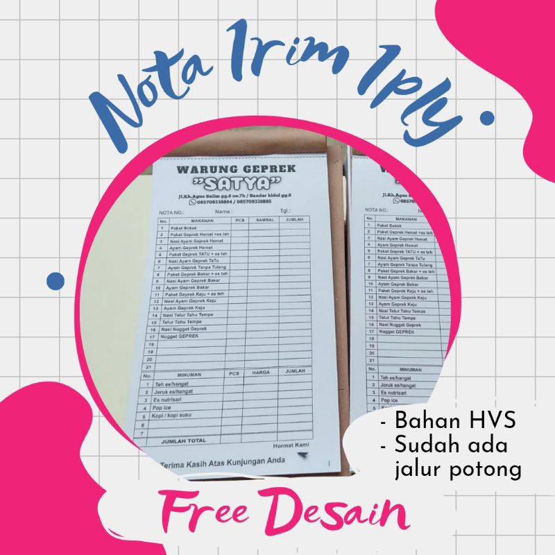 

nota 1rim 1ply CUSTOM FREE DESAIN
