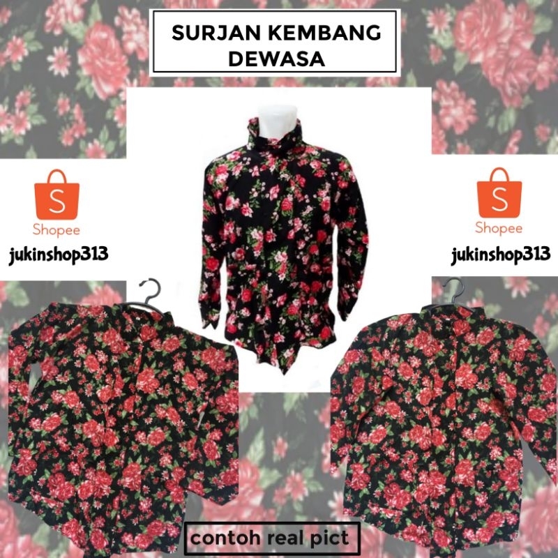 Surjan Kembang Dewasa Warna Merah | Baju Karawitan | Pakaian Adat Khas Jawa Bunga Dewasa