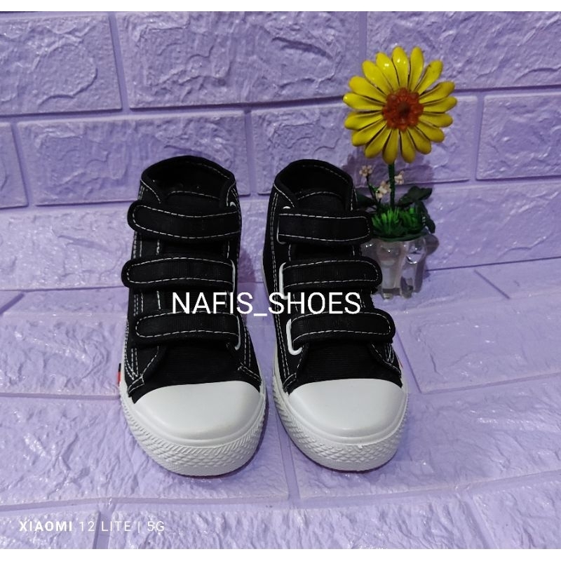 sepatu n#b anak sekolah sol karet anak sd tempel velcro boot unisex cewe cowok size 29/38