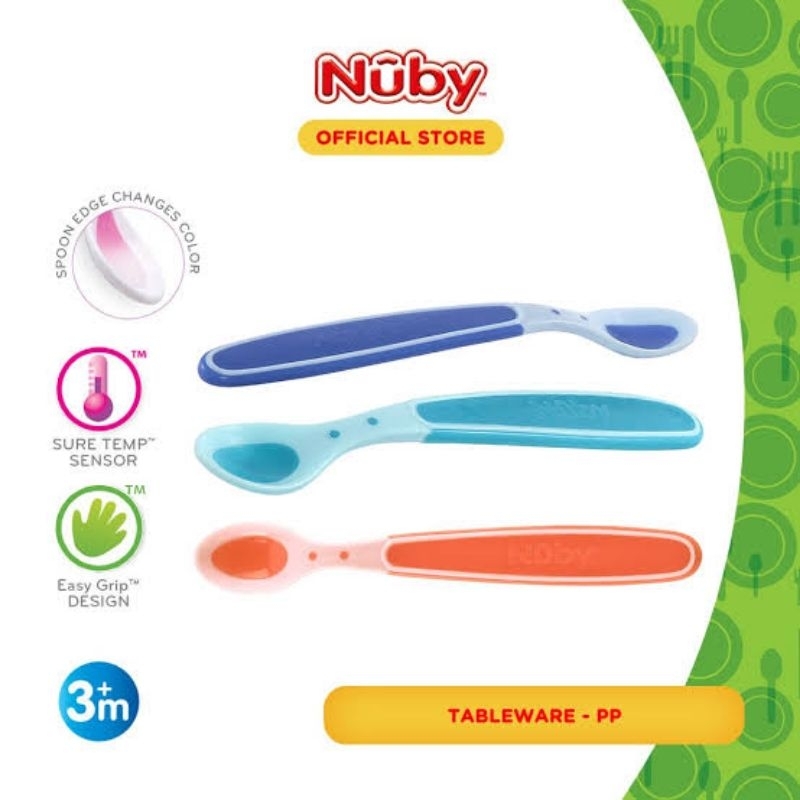 Nuby 3 PK Hot Safe Spoon / Sendok Bayi