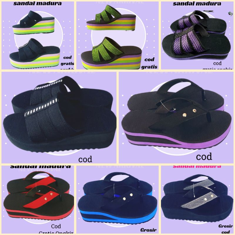 Sandal Madura Asli Terkuat Cewek Cantik Size 36-42 Sandal Wedges Sandal Gunung