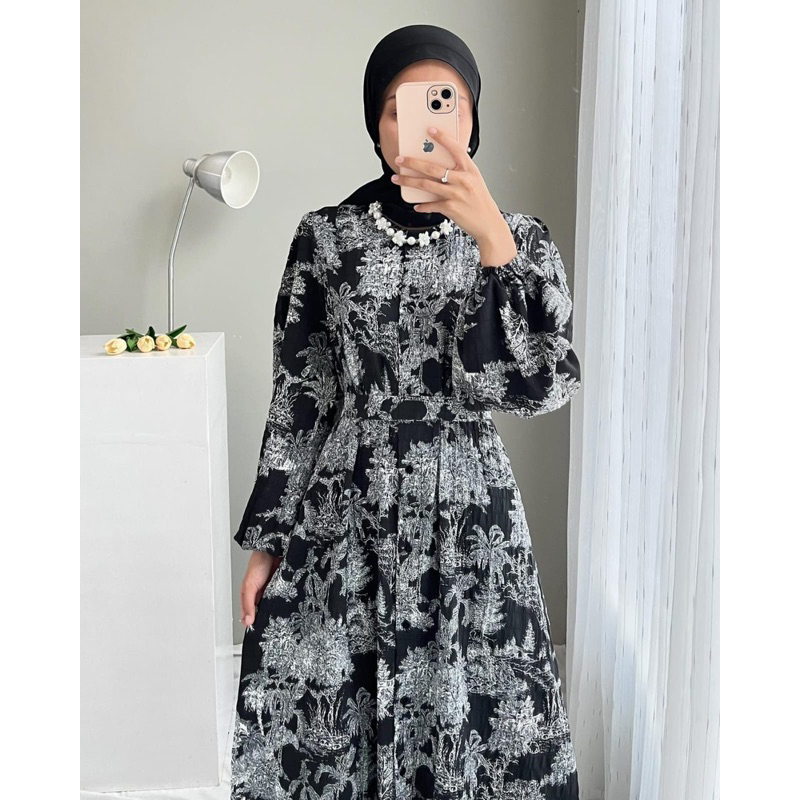 GAMIS PESTA CRINCLE AIRFLOW FULL KANCING LD 110-114