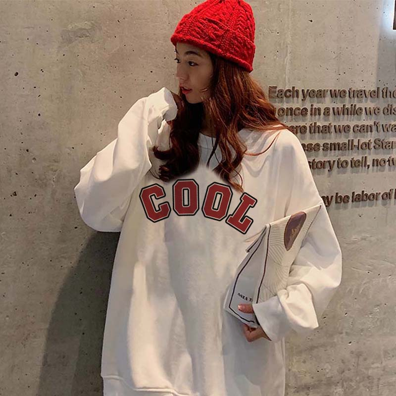 Kaos Stasan Wanita Oversize Couple Sweater American Vintage Letter Cartoon Graphic Priting Top Kekinian Casual Sweater