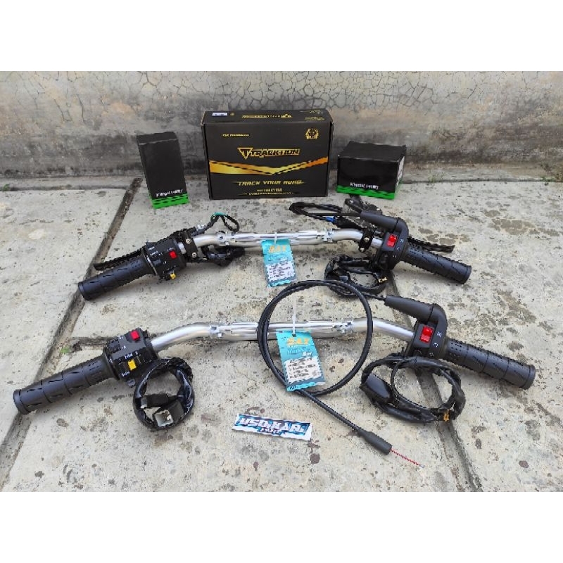 PAKET SET  stir daytona silver tipe low set holder kanan kiri ninja ser master rem tracktion stang d