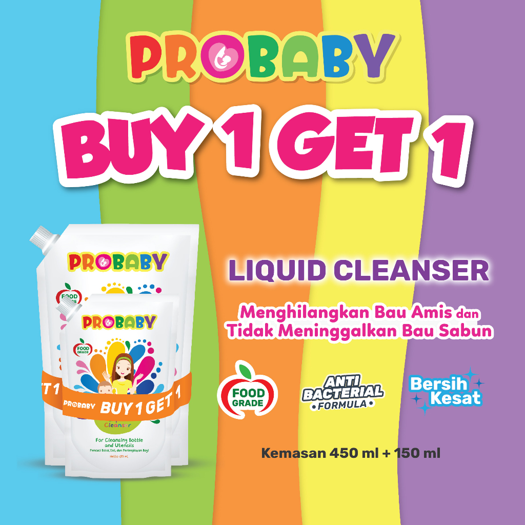 Probaby Sabun pembersih botol susu dan peralatan bayi liquid cleanser buy1get1 700 ml+450ml