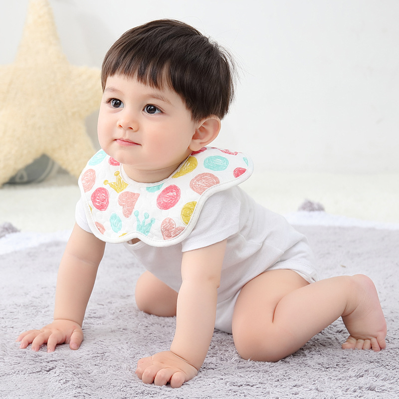 T&amp;Y Celemek Bayi Bentuk Bunga Gelombang Penyerap Air Liur Karakter Lucu Bentuk Bunga Dapat Diputar 360 Derajat Apron Baby Bibs Slabber Perlengkapan Makan Anak Murah Import