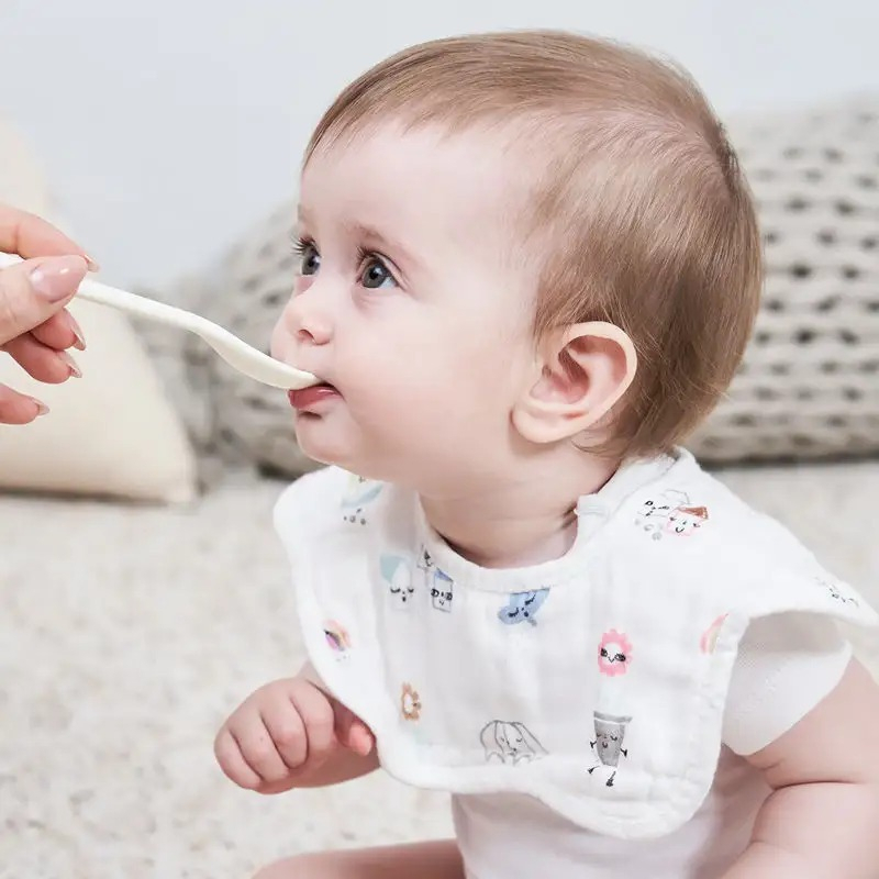 T&amp;Y Celemek Bayi Bentuk Bunga Gelombang Penyerap Air Liur Karakter Lucu Bentuk Bunga Dapat Diputar 360 Derajat Apron Baby Bibs Slabber Perlengkapan Makan Anak Murah Import