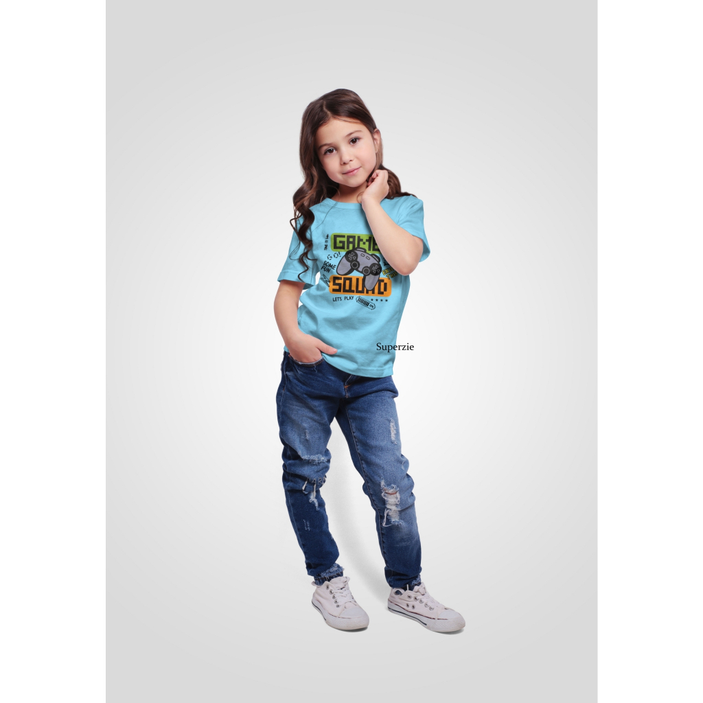 Kaos Anak Distro lakilaki 1 2 3 4 5 6 7 8 tahun Grosir Ecer Toko Baju Anak Motif GAMESQUAD BIRMUD [S,M,L,XL] Umur 1-8 Tahun Threepoint Hiver Arjunakids Bandung Abadi Grosir Murah