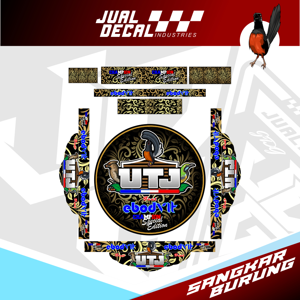 Stiker Sangkar Burung MURAI EBOT VIT CHAMPION UTJ Decal Tebok Custom Variasi