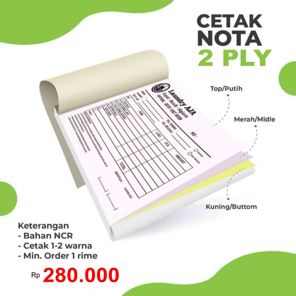 

CETAK NOTA KWITANSI NCR CUSTOM FULL COLOR 2 PLAY / 2 RANGKAP