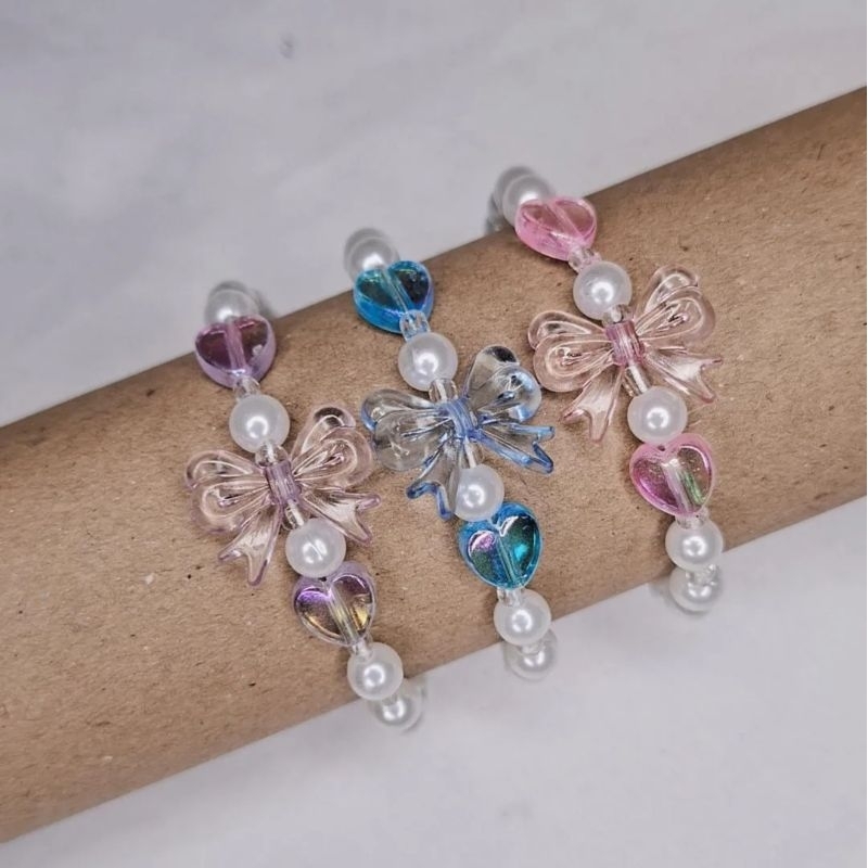 Gelang Mutiara Manik Akrilik Pita Beads Bracelet