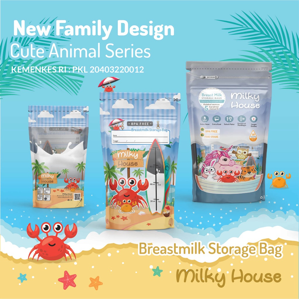 Milky House || Little Angel || Qiutee || Kantong ASI 120mL Isi 30 Pcs || Breast Milk Storage Bags ||