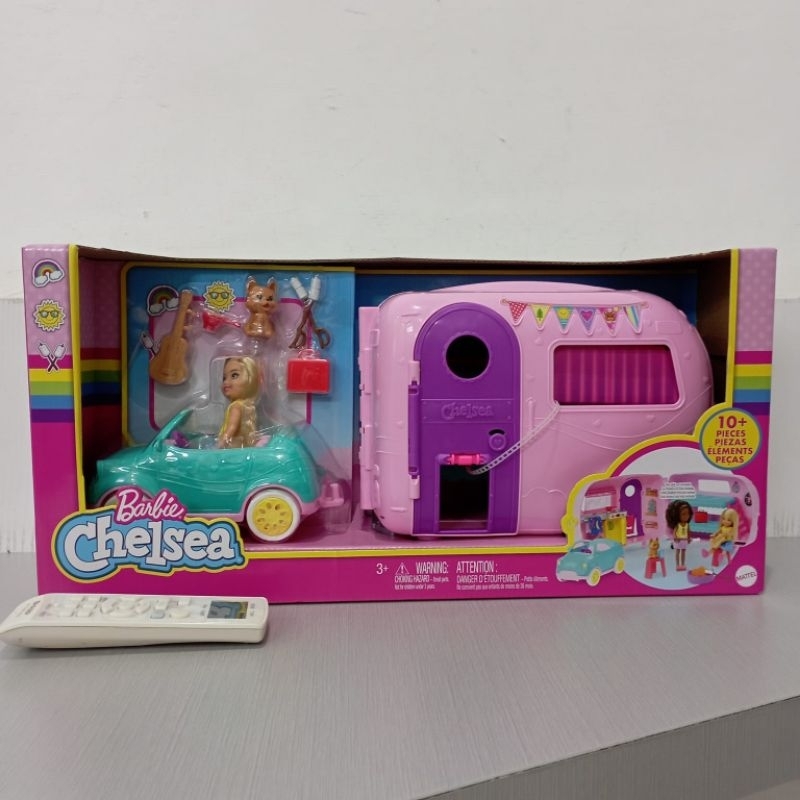 ori original mattel barbie chelsea camper car RV playset set gift little hadiah kado ultah boneka doll baby bayi mainan anak cewek perempuan girl teddy cat van club sticker play toddler birthday present camping