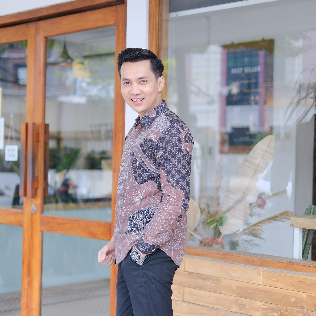 Baju Batik Lengan Panjang Pria Batik Kertojoyo Premium Eksklusif Terbaru Warna Kalem