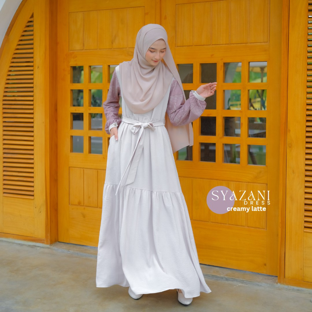 Riskirich Syazani Vol 2.0 Gamis Elegant Terbaru Bahan Airflow Crinkle Anti Kusut