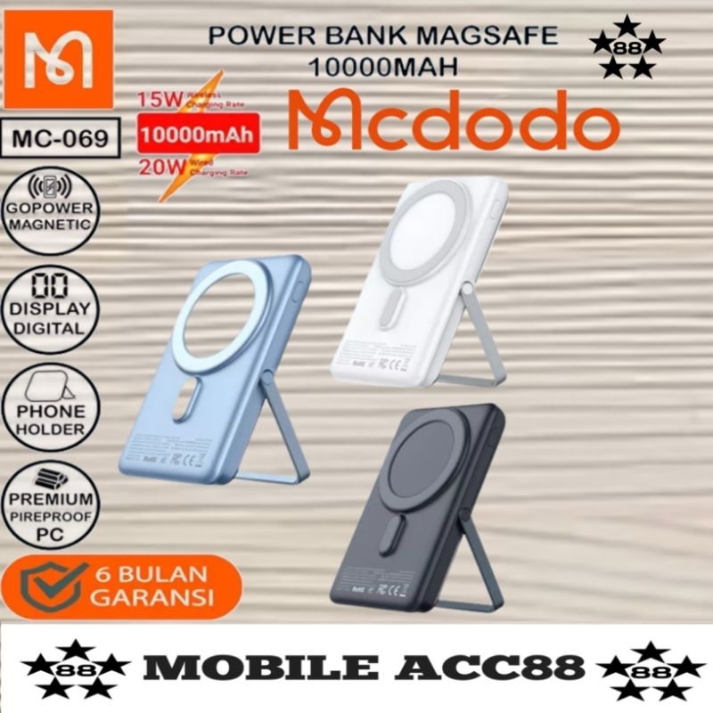 MCDODO MC-069 Power Bank Magnetic Magsafe Wireless For iPhone 13 Pro Max Samsung Fast Charging Power
