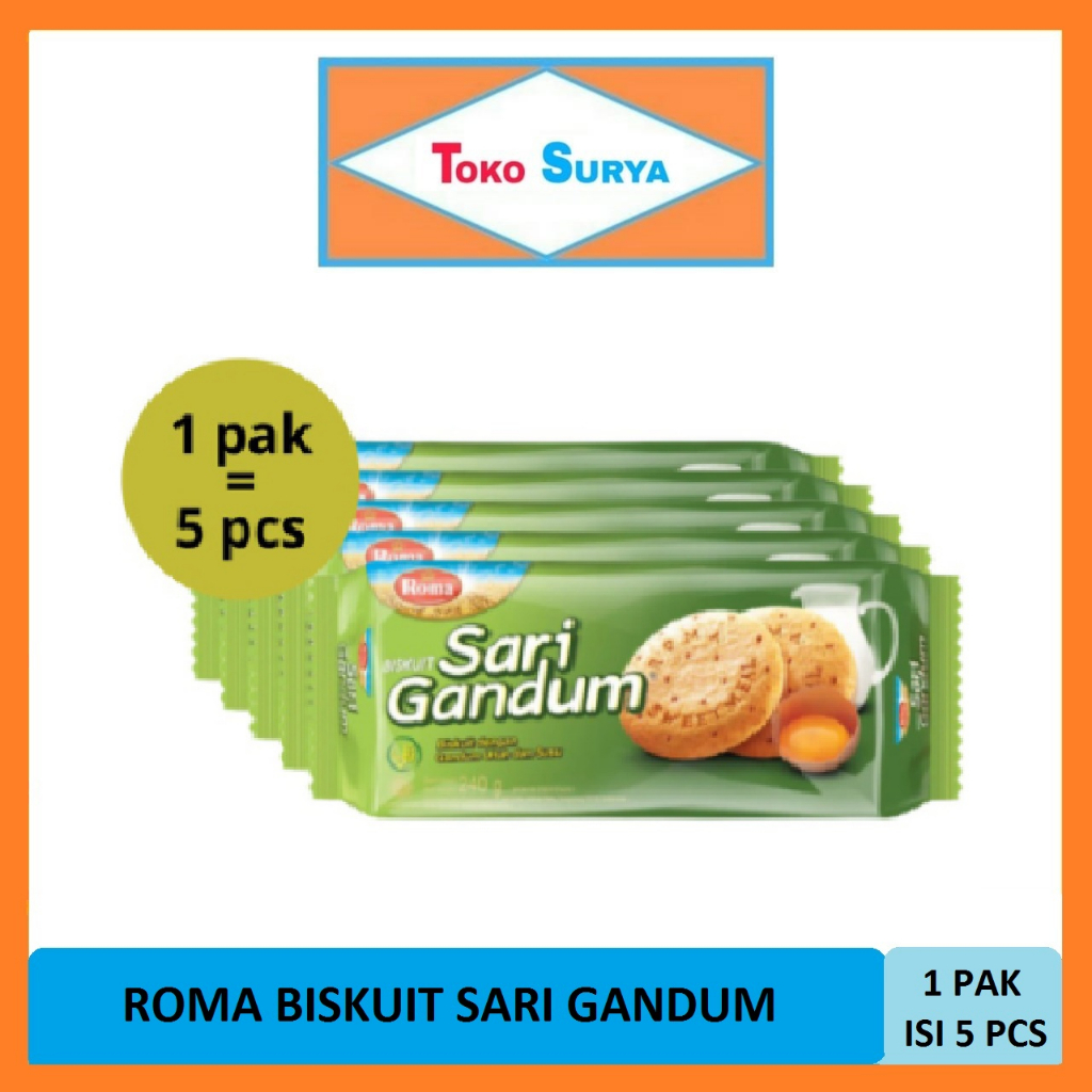 

Roma Biskuit Sari Gandum Utuh Dan Susu 149 Gr (1 Pak x 5 Bks)