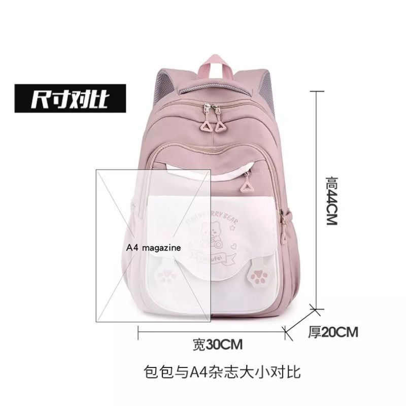 Cod Tas Ransel Anak Cute Tas Ransel Fhasion Korea New Tas Ransel Kawaii Untuk Anak SD/SMP/SMA Tas Anak Motif TM30 Straubery  Bear