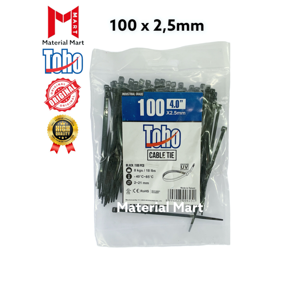 Kabel Tis Toho 10cm | Cable Tie Toho 15cm Tebal | Kabel Ties 150mm | 100mm | Material Mart