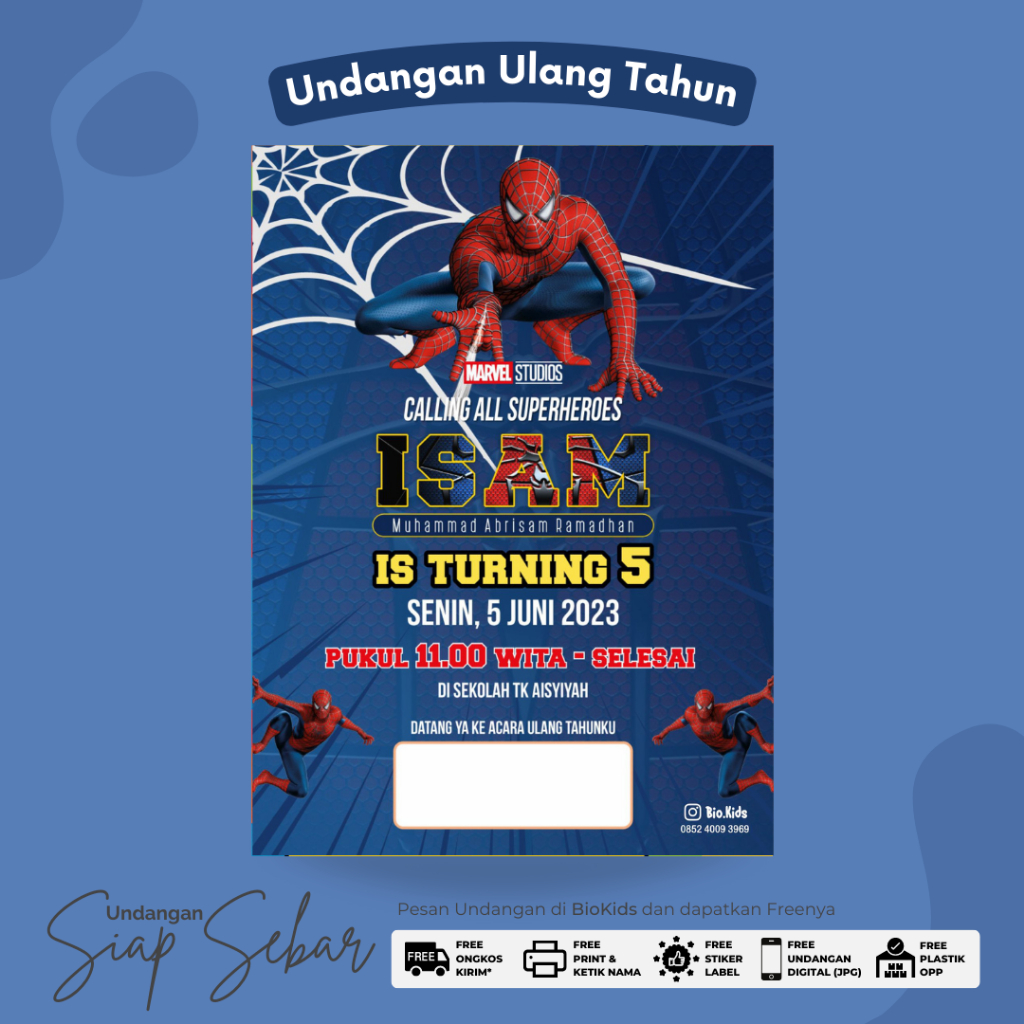 Undangan Ulang Tahun Tema Spiderman