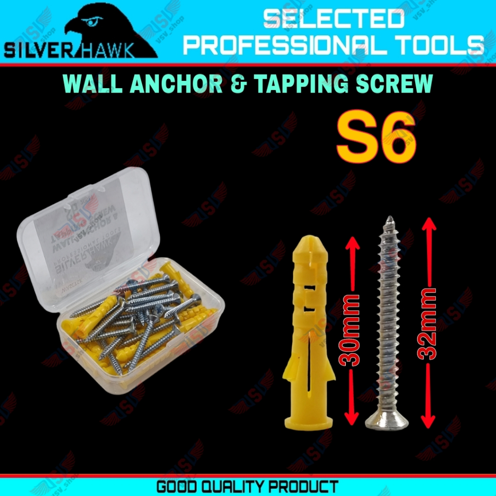 Angkur Baut S6 Tembok sekrup Dinding Tembok Angkur Nylon Wall anchor S6