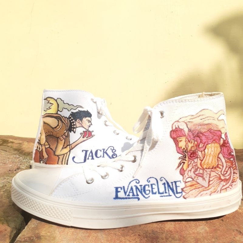 Jasa Lukis Sepatu Kanvas / Kain Wanita (gambar custom) - Hand-Painting on Women's Canvas Shoes (cust