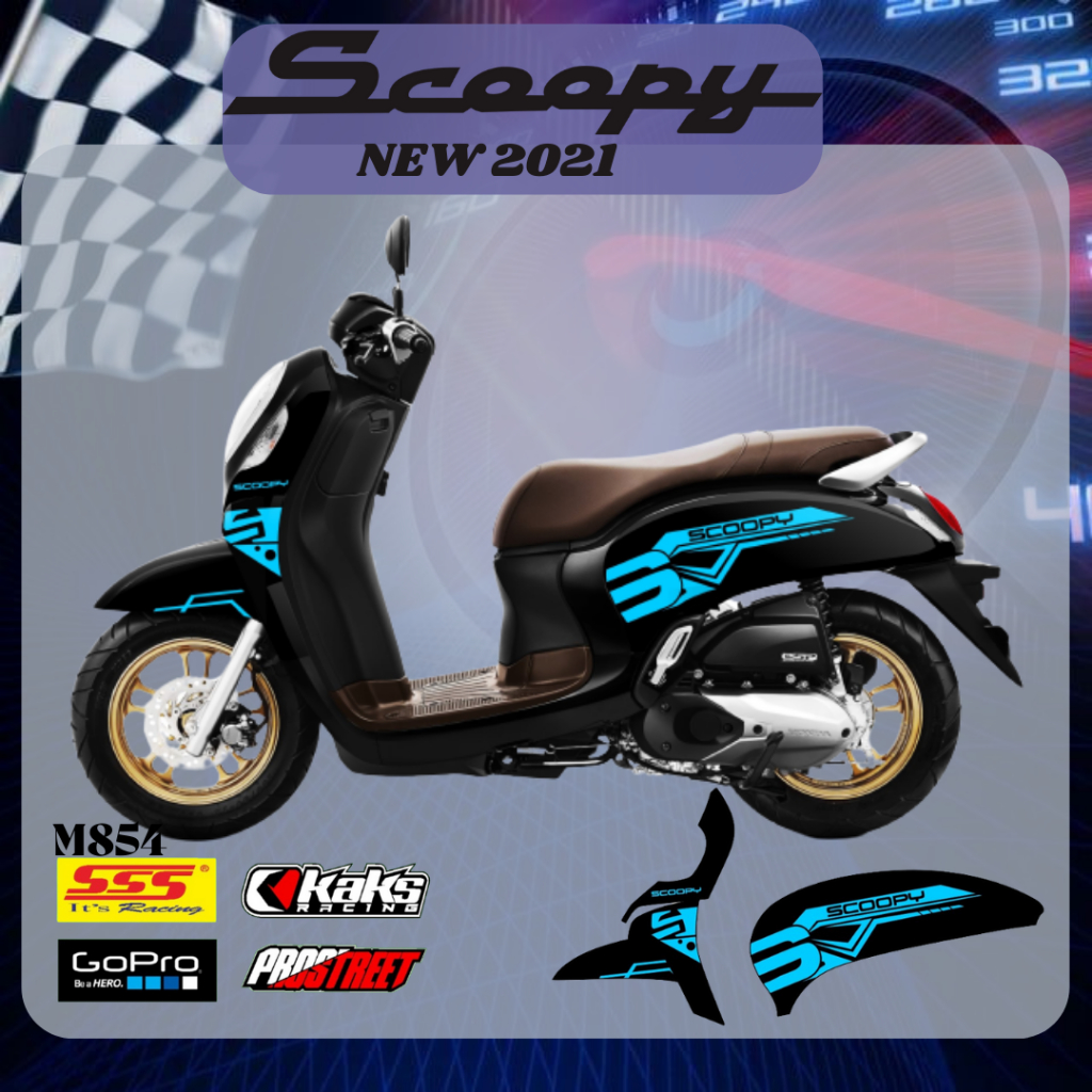 STIKER STRIPING MOTOR SCOOPY NEW 2021 Terbaru KODE M854 - Sticker Decal Print List Variasi  Motor Ho