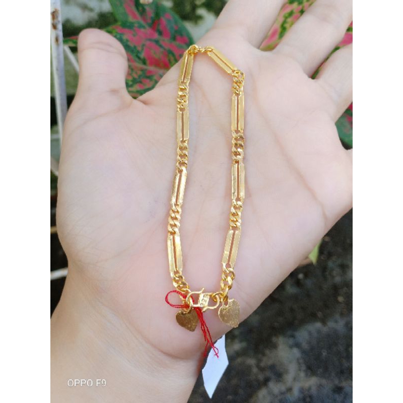 gelang rantai sebelas perak lapis emas 22karat