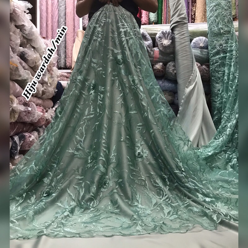 MURAH!! Tulle 3D akar mutiara / brokat 3D akar.