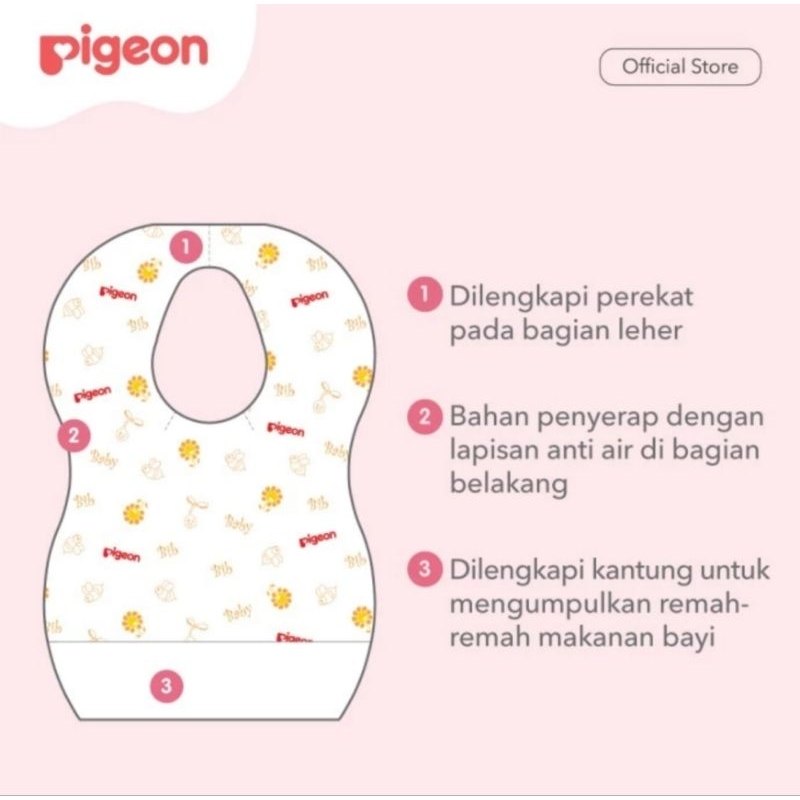 Pigeon Disposible Baby Bibs 20 pcs / Celemek Bayi Slabber Sekali Pakai Pigeon Travel Bibs