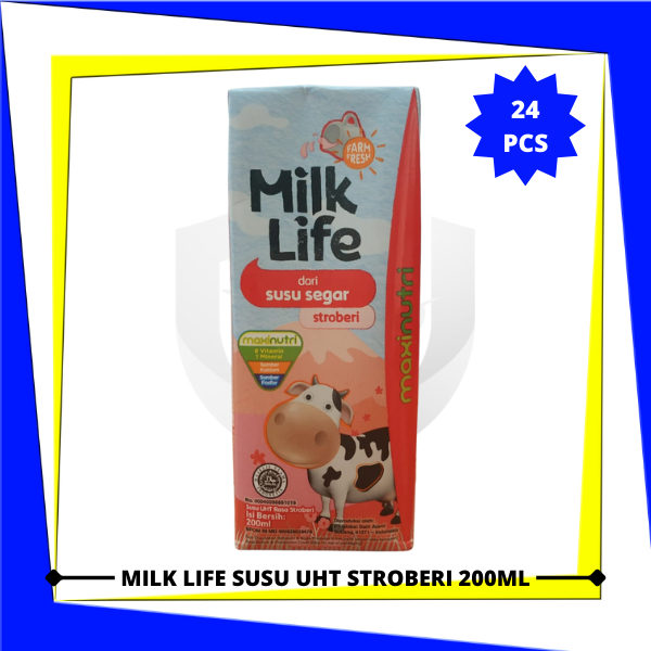 

MILK LIFE Susu UHT Stroberi 200ml x 24 pcs (1 Karton)
